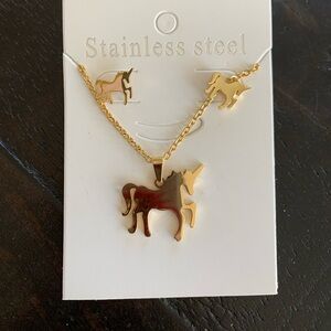 Unicorn Necklace and Earring Set